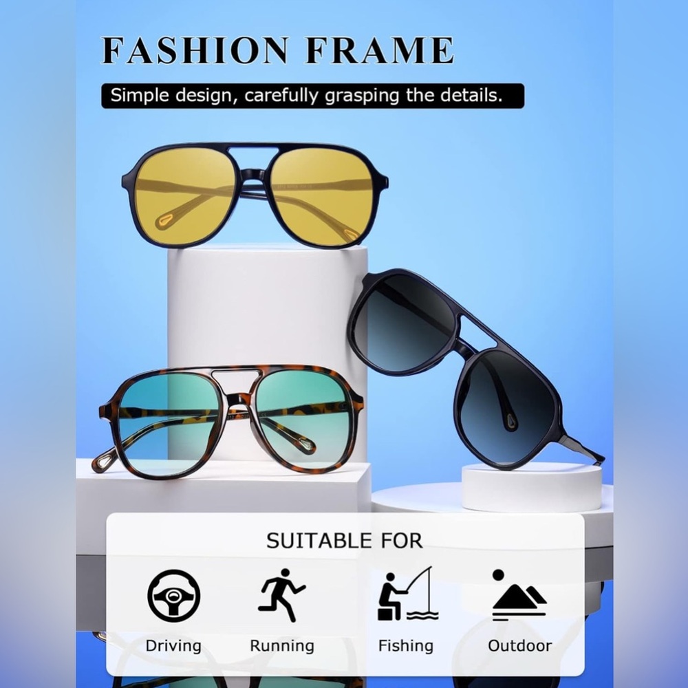 3 PAIR Retro  Aviator Sunglasses  for Men *NEW*
 70s Stylish Vintage NEW - Picture 3 of 6